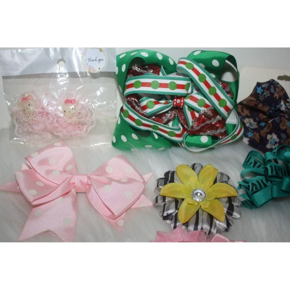 Lot of 7 Girls Hair Accessories Headbands Bows Colorful NIP